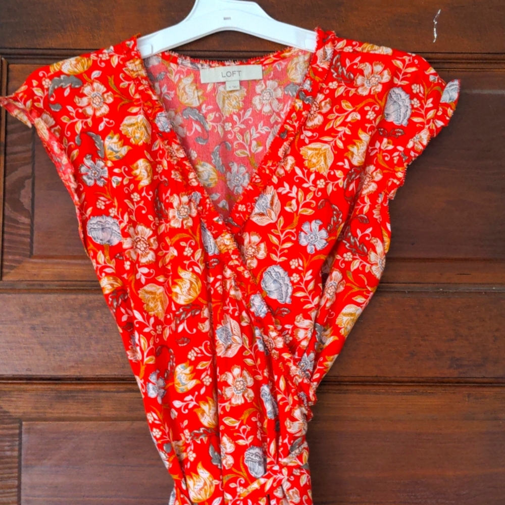 Red floral dress